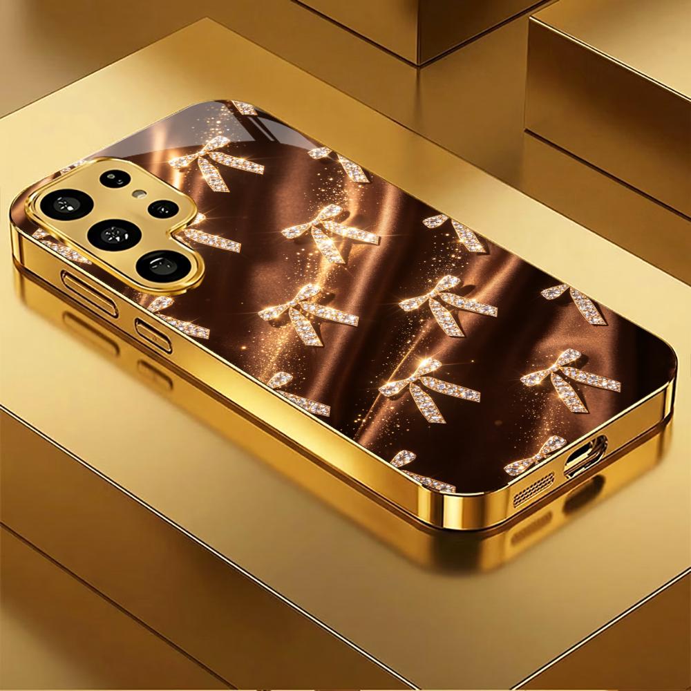 Beautiful and Ornate Bow Tie Phone Case Glass S26 Ultra Case S25 Ultra Case for Samsung Galaxy S26 S25 S24 S23 S22 FE Ultra Plus