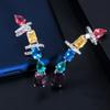 E0270 Wind Personality Temperament Earrings, High-End 3A Color Zircon Earrings
