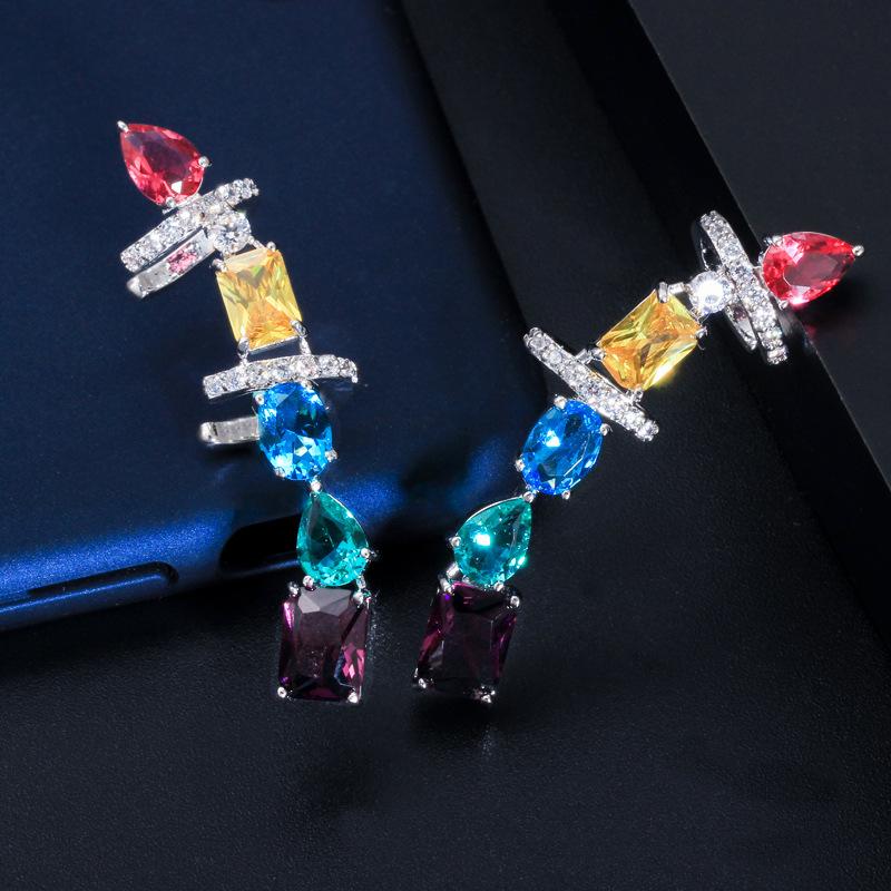 E0270 Wind Personality Temperament Earrings, High-End 3A Color Zircon Earrings