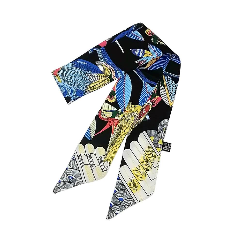 Women Flower And Bird Printing Skinny Bag Scarf Brand Silk Foulard Women Neck Tie Head Scarves For Ladies 5*88cm