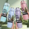 1PC Vintage Truck Christmas Tree Pattern 750ml Color Plastic Sports Water Bottle Leakproof Flip Straw Lid Suitable for Sports Office Home Use