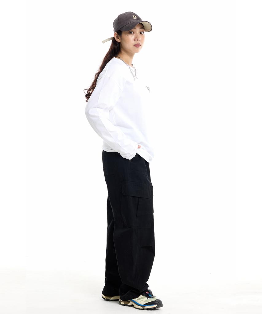 CREAM SODA LAB Diagonal Cut Field Parachute Cargo Pants Black