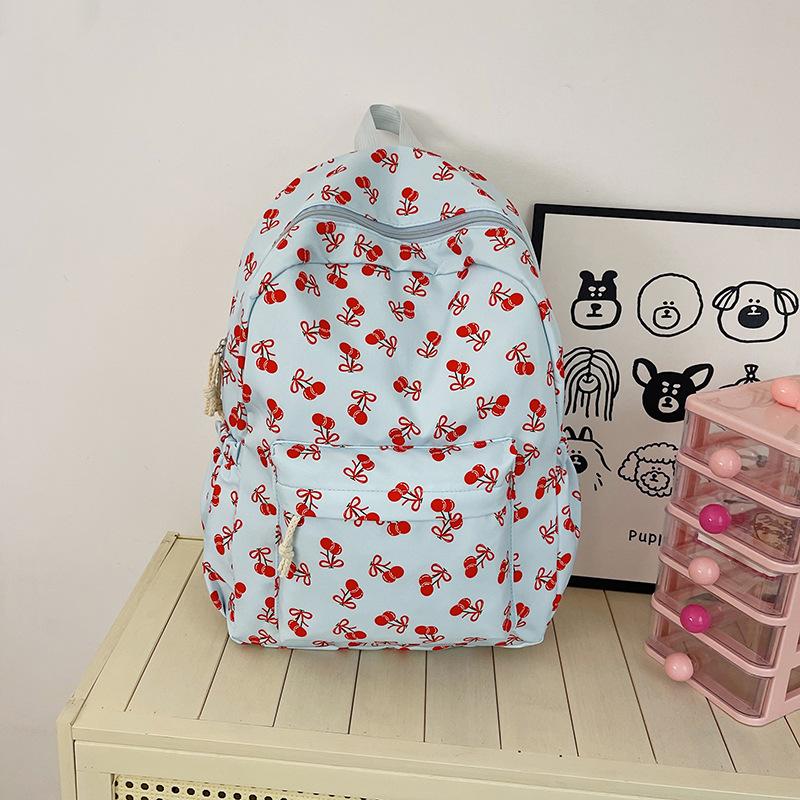 ins cute cartoon printed backpack Japanese style girl schoolbag women cute cherry travel bag