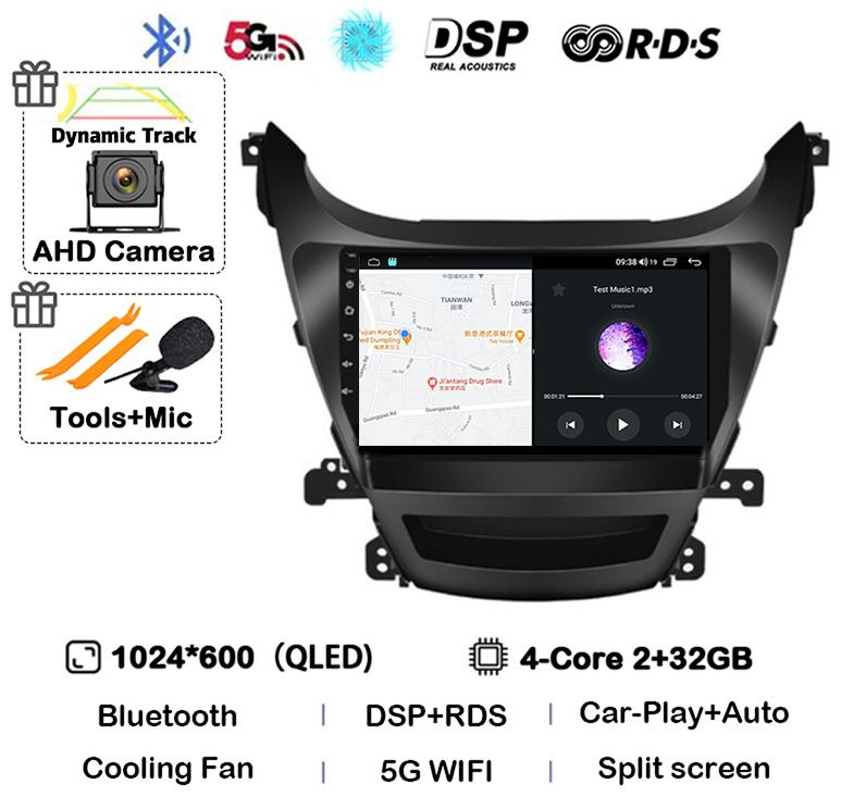 Android 14 Carplay Auto Car Radio For HYUNDAI ELANTRA 2011 2012 2013 2014 2015 2016 Multimedia Stereo Video Player GPS 4G WIFI