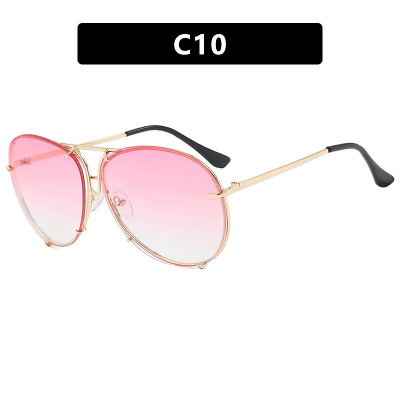 New Classic Pilot Oversized Men Sunglasses Vintage Metal Sun Glasses Women Mirror Gradient Colors Driving Male Shades Uv400