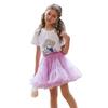 Fuluomi Girls' Bear Print Mesh Skirt Set