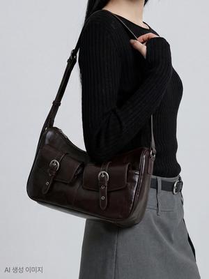 Shoopen Buckle Pocket Round Hobo Leather Shoulder Bag Hpabggav04