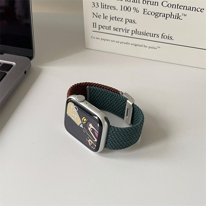 Suitable for iwatch9 Apple Watch with s10 generation nylon Applewatch87se elastic braided SE color matching