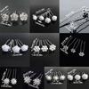 5Pcs Fashion Metal Pearl Flower Hairpin Stick Headwear U-shaped Rhinestone Hair Clip Headdress Bridal Hairpin Wedding
