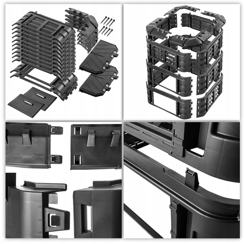 KADAX Garden Composter Modular 860L Frost-resistant Year-Round Black
