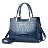 Leather Stylish and Tote Luxury and Elegant Queen-b Crocodile-Embossed Bag, 2-Way, Elegant, Women's Bag/Shoulder Bag, Crocodile-Embossed, (Blue)