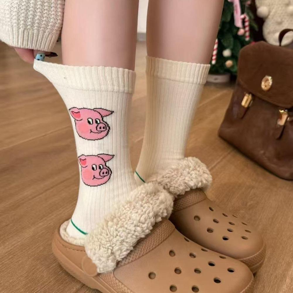 Cotton Funny Socks Harajuku Street Mid Tube Socks New Cartoon Pig Socks
