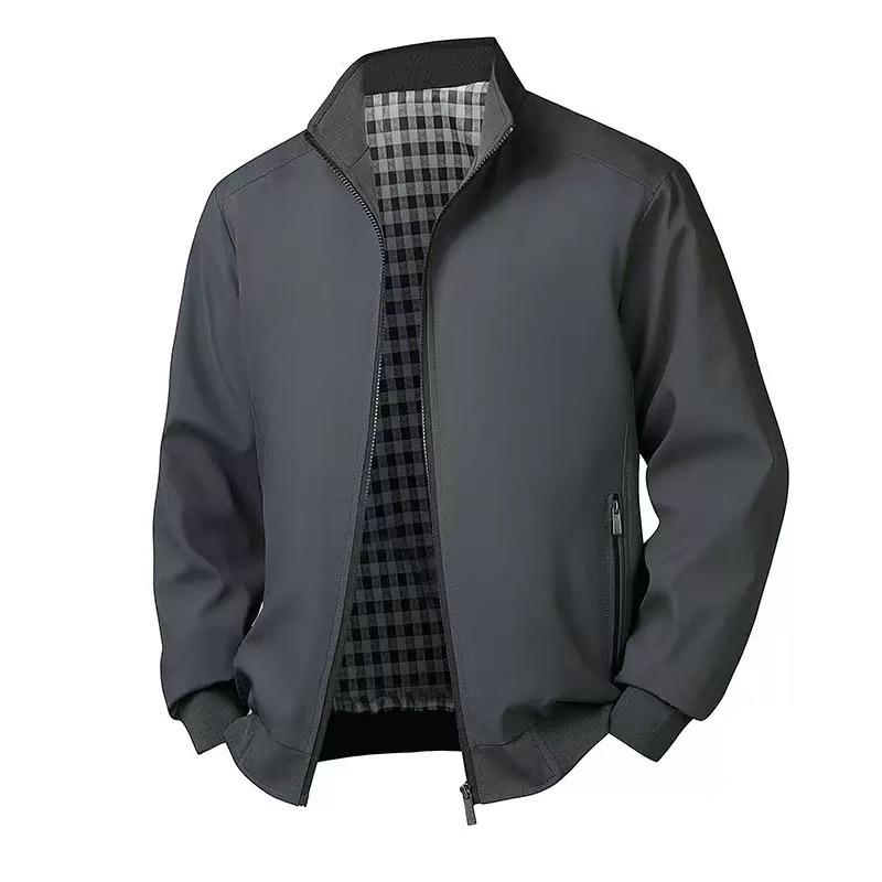 Plus Size Men's Business Stand-up Collar Casual Jacket for Autumn and Winter