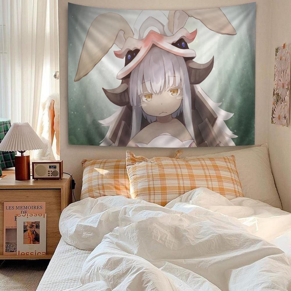 Made in Abyss Angelabenteuer Wandteppich Skurril Grün Anime Wandbehang Perfekt für Otaku Schlafzimmer Fantasie Ästhetik Dekor
