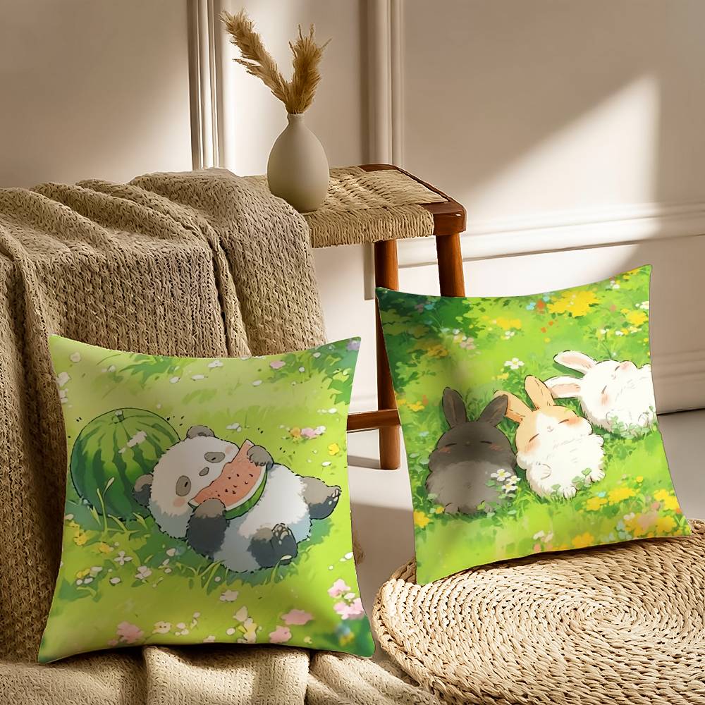 Cartoon Drawing Animal Pillow Case Sofa and Living Room Decorative Cushion Covers Dust-proof and Mite-proof Invisible Zipper