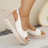 Fashion Women's Concise Pu Leather Wedges Sandals Plus Size Thick Sole Non Slip Slingback Dress Shoes Comfort Chunky Platform Slippers