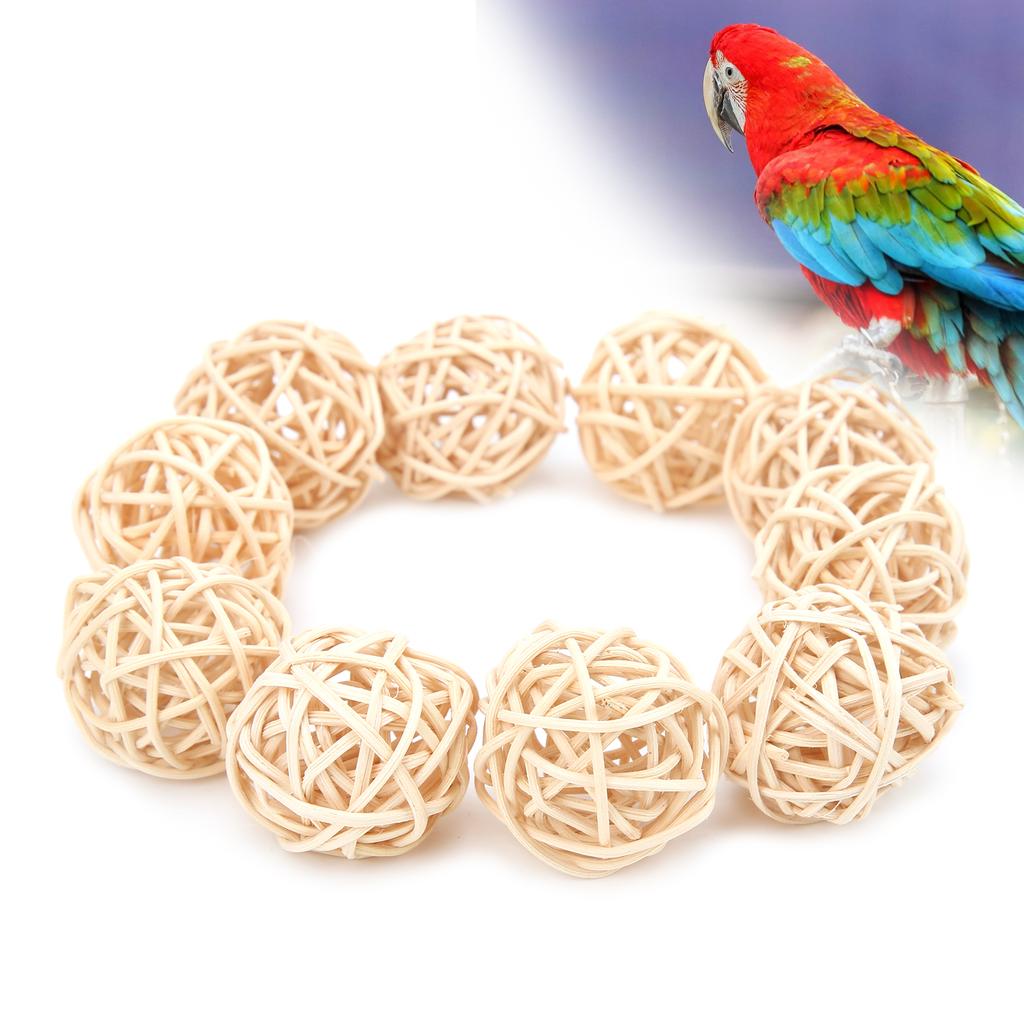 Sepak Takraw Spielzeug, natürliche Farbe, Rattan, sicheres und harmloses Papageien-Kleintier-Kauspielzeug für Papageien