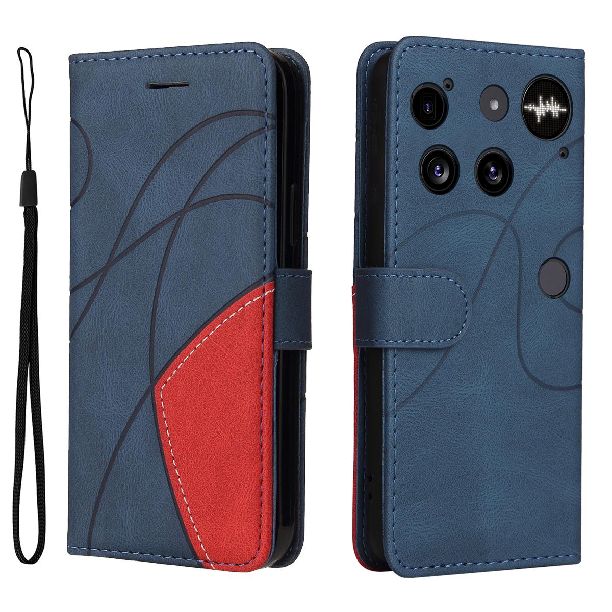 

For Nothing Phone (3) 5G Leather Phone Case Stand Wallet with Bi-colour Splicing Design B