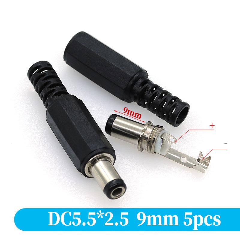5PCS DC Power Connector pin 2.5x5.5mm Female Plug Jack + Male Plug Jack Socket Adapter PCB Mount DIY Adapter Connector 5.5x2.5