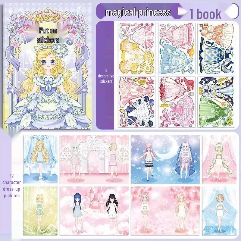 

Книга наклеек «Принцессы»: Безопасные, нетоксичные, многоразовые наклейки для девочек 3-6 лет - игрушка для детского журнала «Сделай сам»