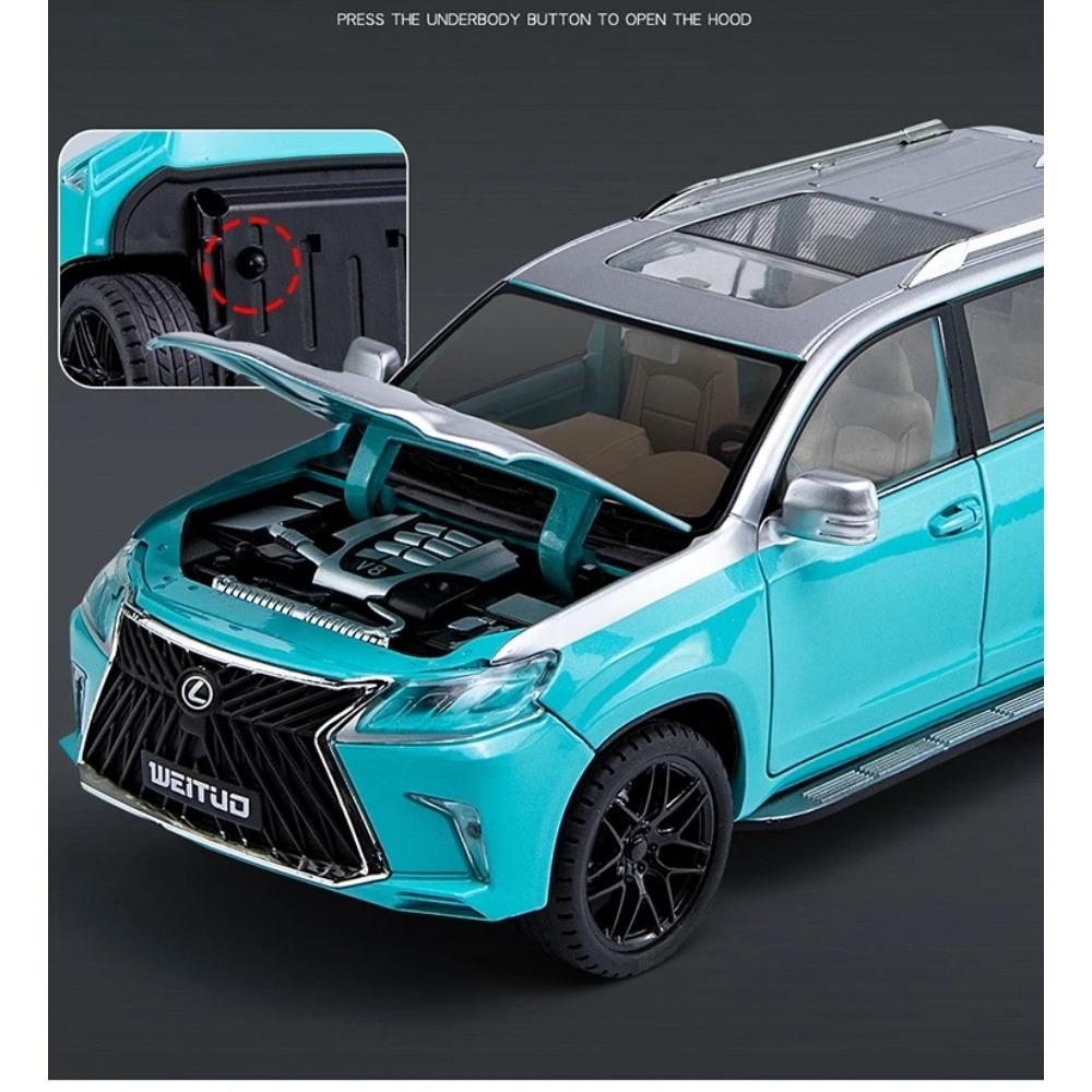 1/18 Lexus LX570 SUV sport mașină de jucărie model metal turnat sub presiune miniatural tragere înapoi uși luminoase deschise colecție cadou pentru copii