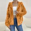 Women's Color Hooded Zip Up Cardigan with Pockets Loose Fit Coat