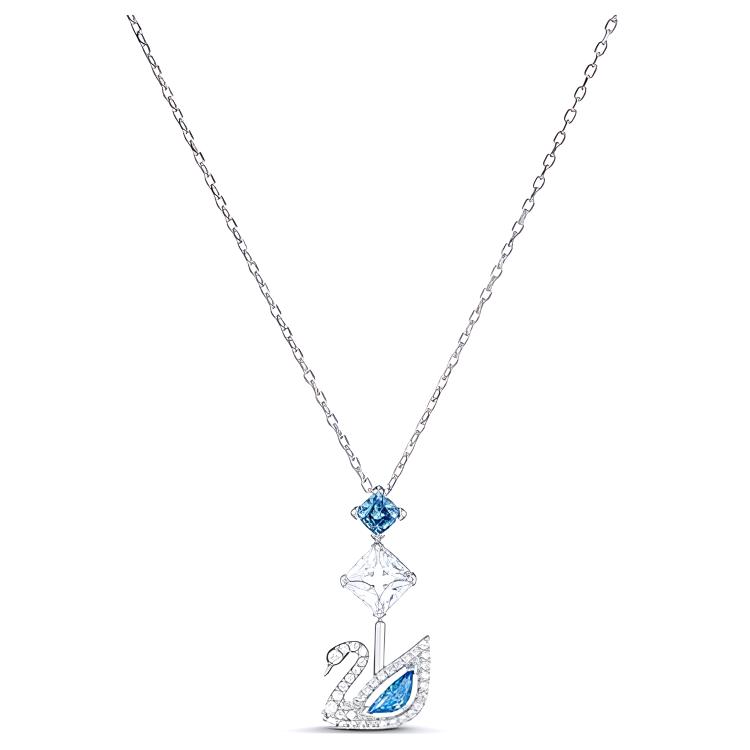 Swarovski 125th Anniversary Dazzling Swan Series Blue Swan Rhodium Plated Crystal Necklace Women necklace 5530625 Box+Shopping Bag