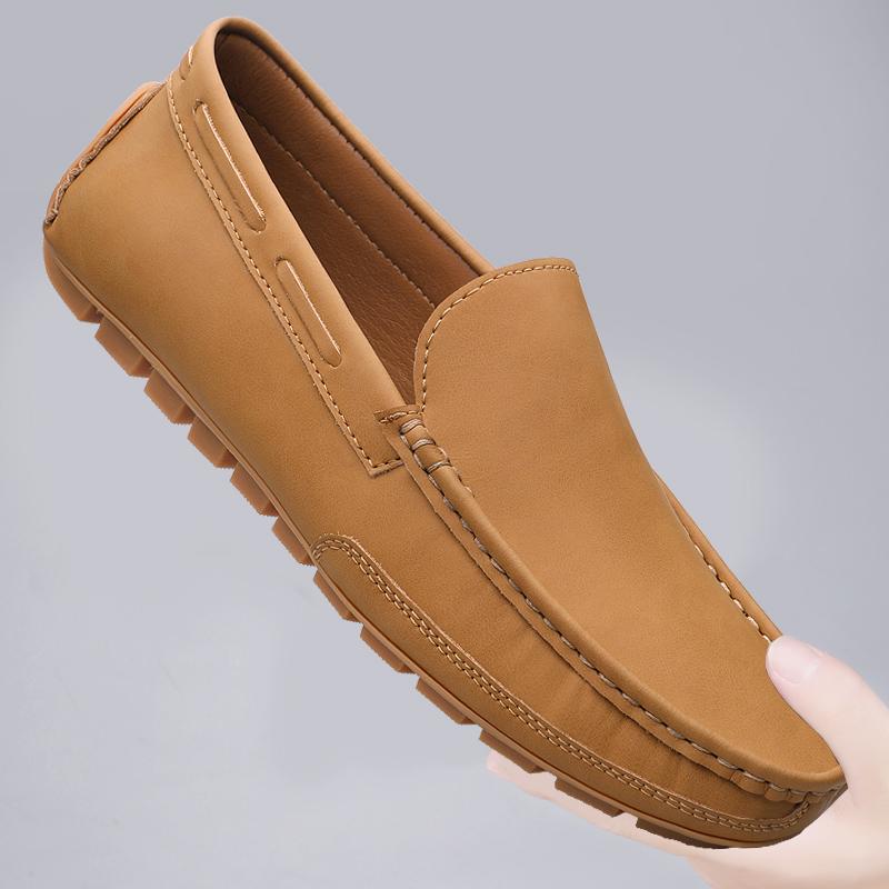 

Fashion Fashionable Leather Bean Shoes Men s Business Office Commuting Flats Loafers Low Cut Slip-on Soft and Comfortable Driving Shoes 46 жёлтый