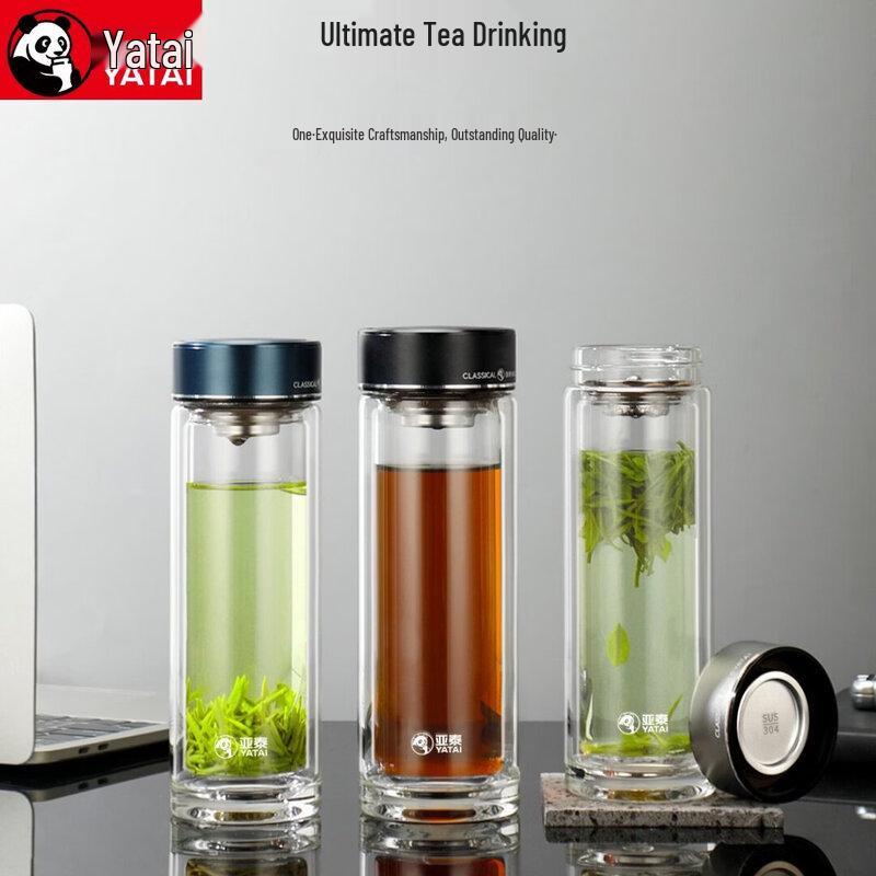YATAI Double-Layer Portable Tea Infuser Glass Bottle 380ml