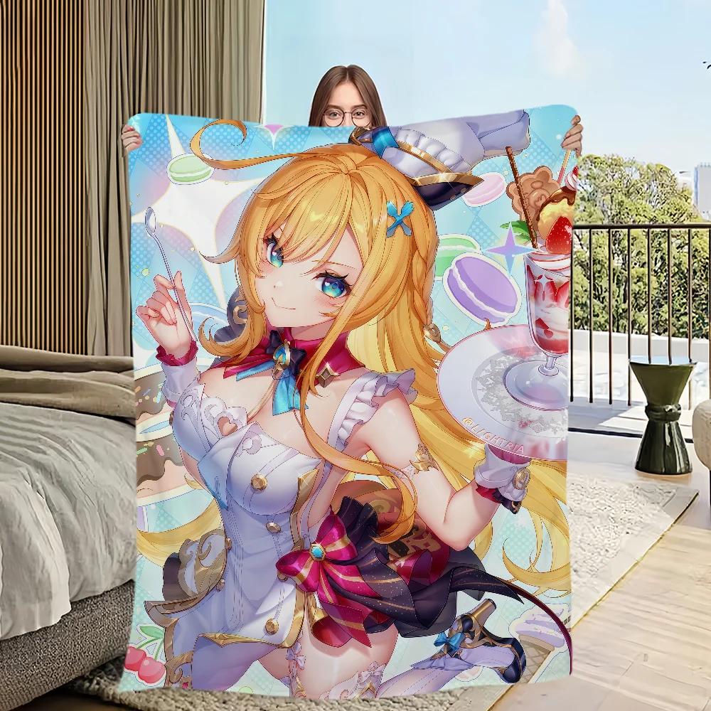 Warm Plush Throw Blanket Soft Flannel for Sofa Bedroom Office Travel Perfect Gift for Game Room and Genshin Fans