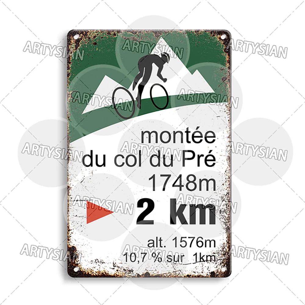 Tour de France Kovová cedule Cyklistická plaketa Paves Du Paris Roubaix Col du Galibier Col de Sarenne Alpe d'Huez Mont Ventoux Glandon