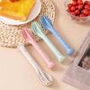 3PCS Wheat Straw Cutlery, Reusable Utensils Set Portable Travel 3 in 1 Spoon Fork Knife Tableware, Eco-Friendly, BPA Free, Flatware for Kids Adults,