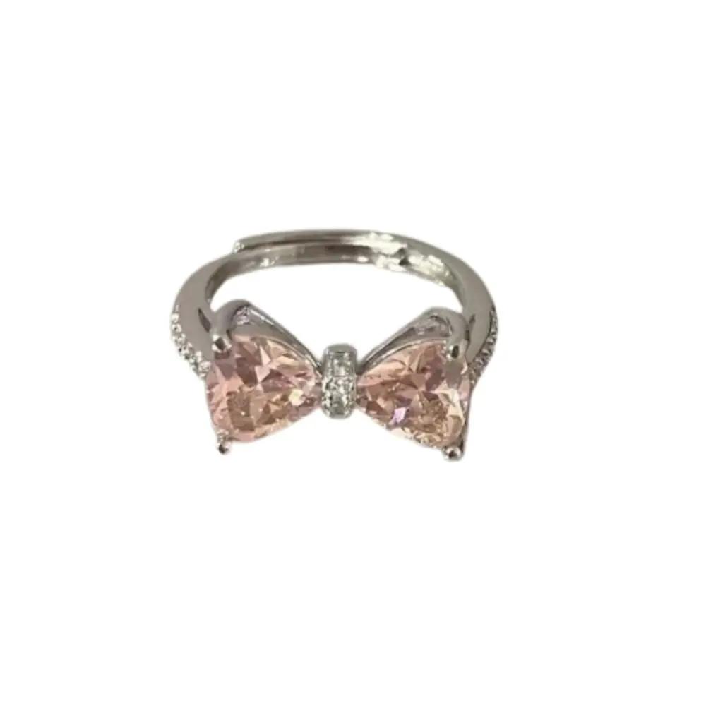 

Beauty Pink Bowknot Finger Ring Adjustable Sweet Bow-tie Ring Jewelry Alloy Bowknot Opening Ring Gift розовый