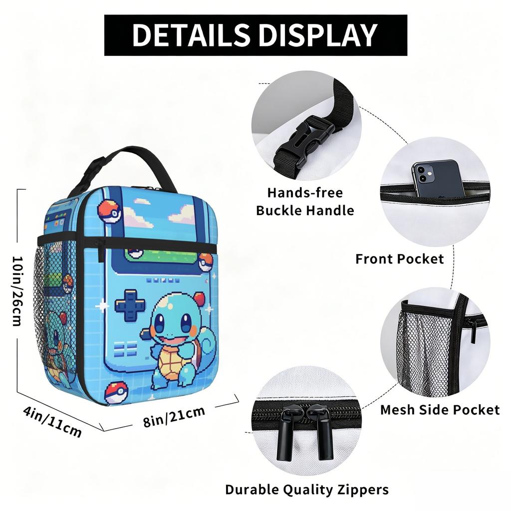Funny Pokemon Theme Insulated Lunch Bag Ice Pack Rice Bag bolsa Student Bento Lunch Handbag Insulation