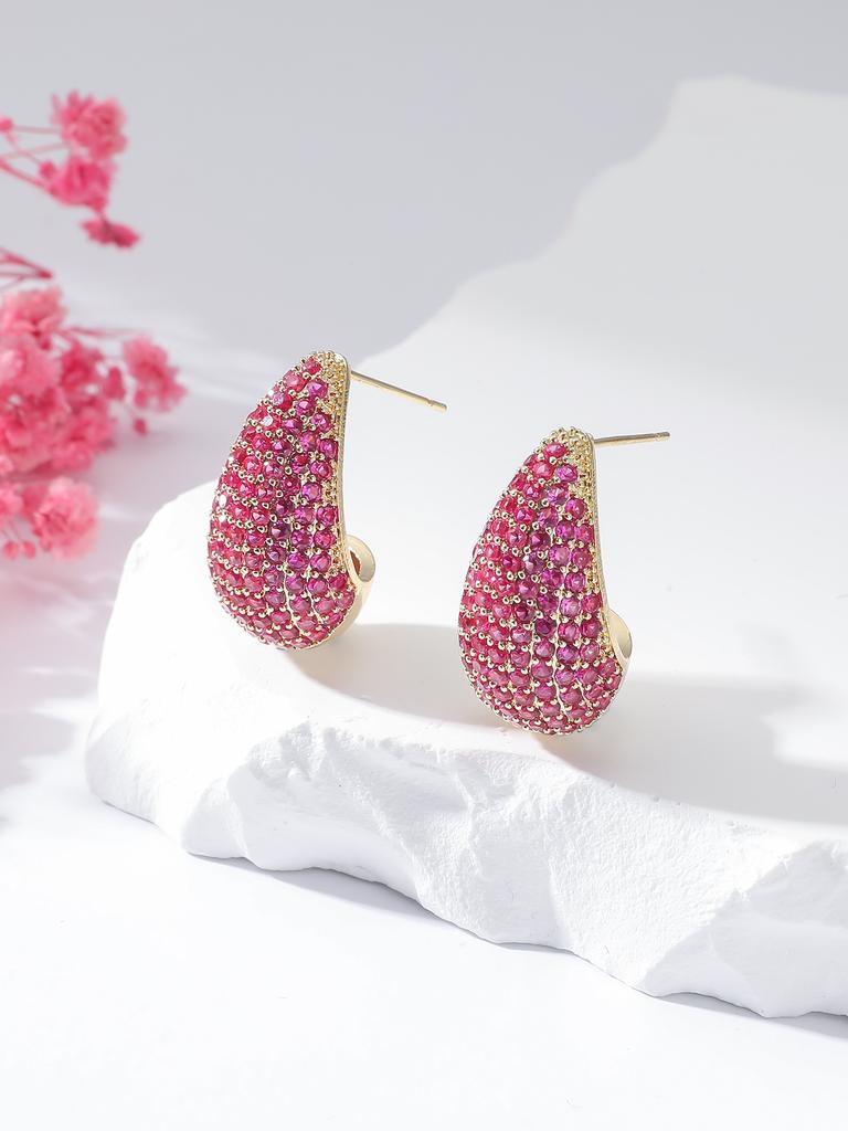 ZAKOL Shiny Micro Paved Zirconia Big Water Drop Stud Earrings For Women Luxury Wedding Banquet Party Zircon