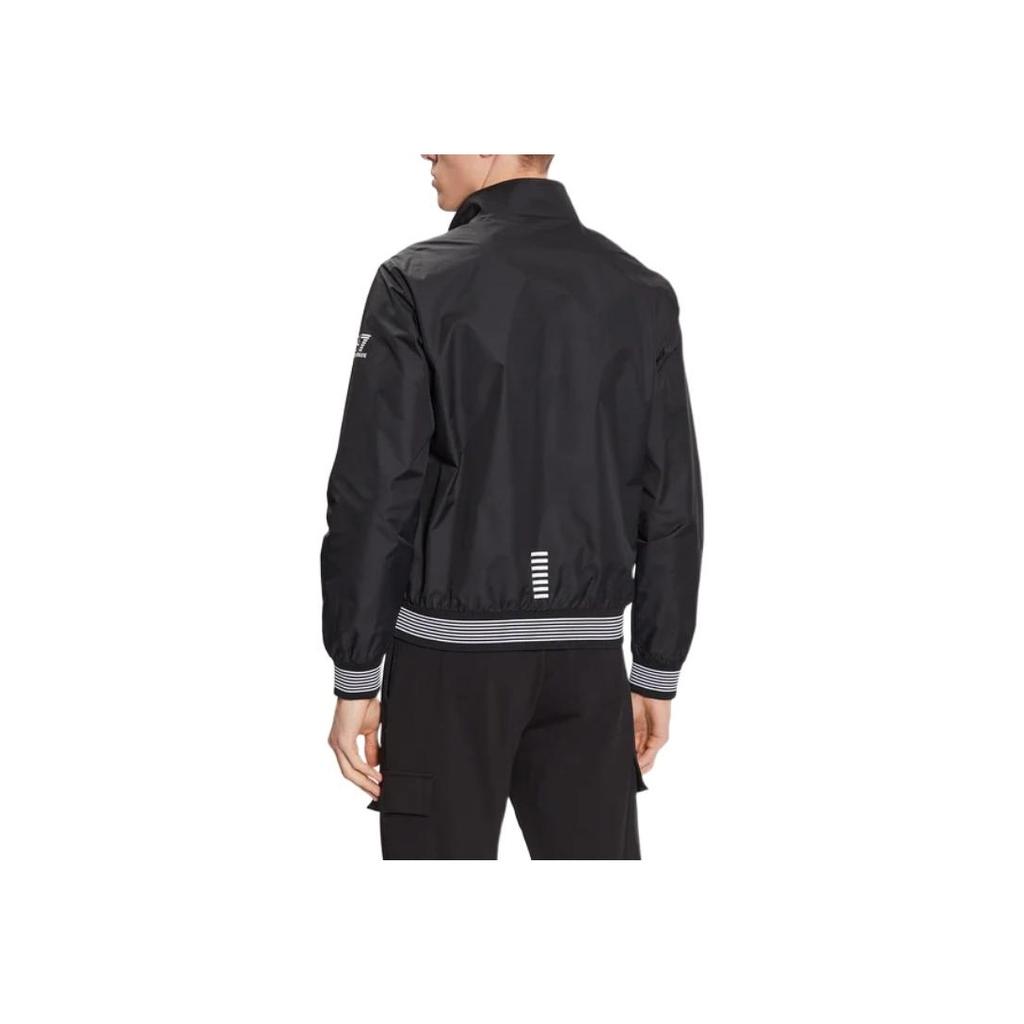 Emporio Armani Letter Logo Printed Stand Collar Zip Long Sleeve Jacket Men Jackets Black 3RPB11-PN27Z-1200