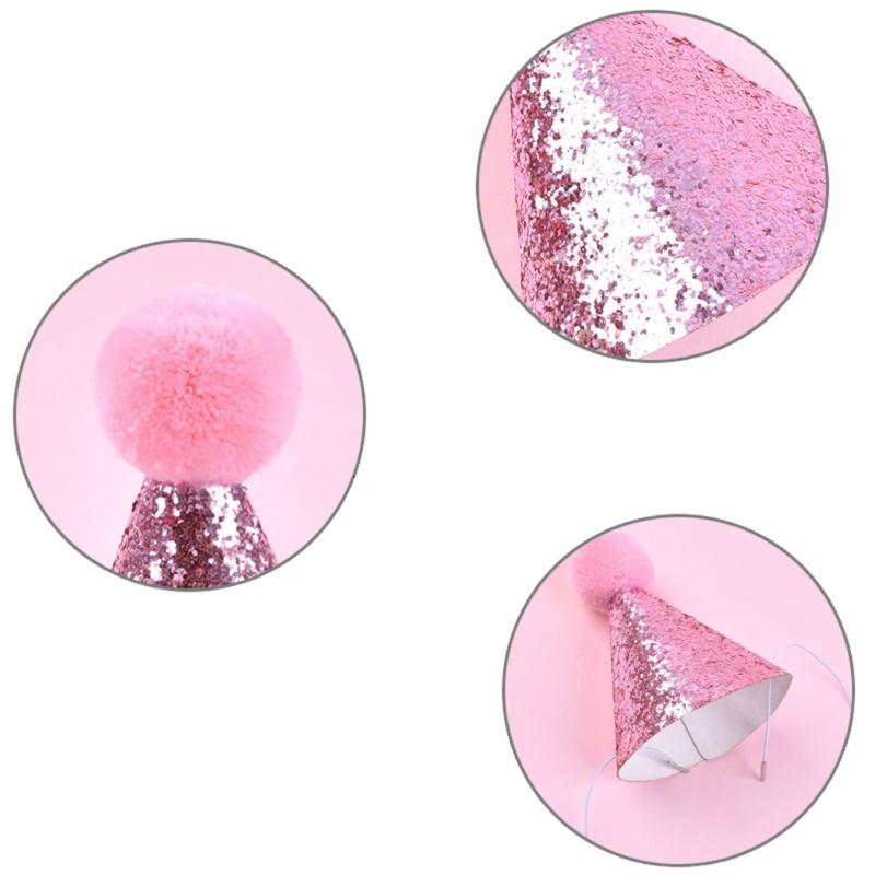 Birthday Pet Hat Dog Cats Headgear Birthday Costume Glittering Hat Studded Pompoms Dog Christmas Hat