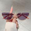 Luxury Brand Designer Triangle Cat Eye Sunglasses Women For Female Vintage Popular Sun Glasses Steampunk Half Frame Metal Shades