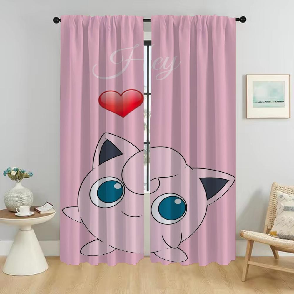 P-pokemones Hjemme Interiør Gardiner for Kameragardiner Barnerom Vindusgardin for Rom 2 Panel Persienner Halloween Dekorasjon