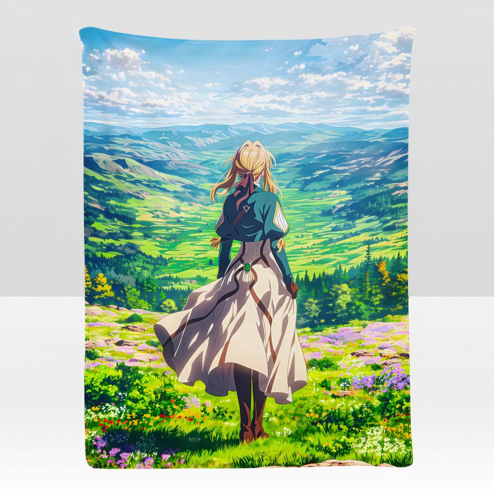 Anime VViolet EEvergarden Throw Soft Flannel Blanket for Bed Bedroom Sofa Picnic Throw Skinfriendly Breathable Gift Cover