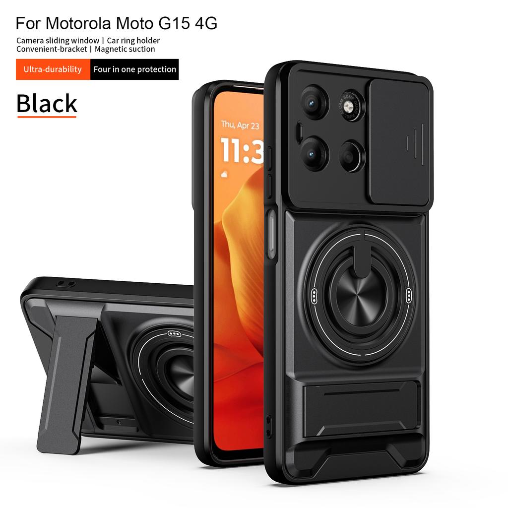 Für Motorola G15 Hülle Moto G17 Abdeckung Moto G15 Power G17Power Magsafe Magnetischer Klapphalter Militärische Panzerung Kamera Schutzhülle