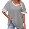 2026 Women's V-Neck Striped Color Block Loose Casual Sports Top