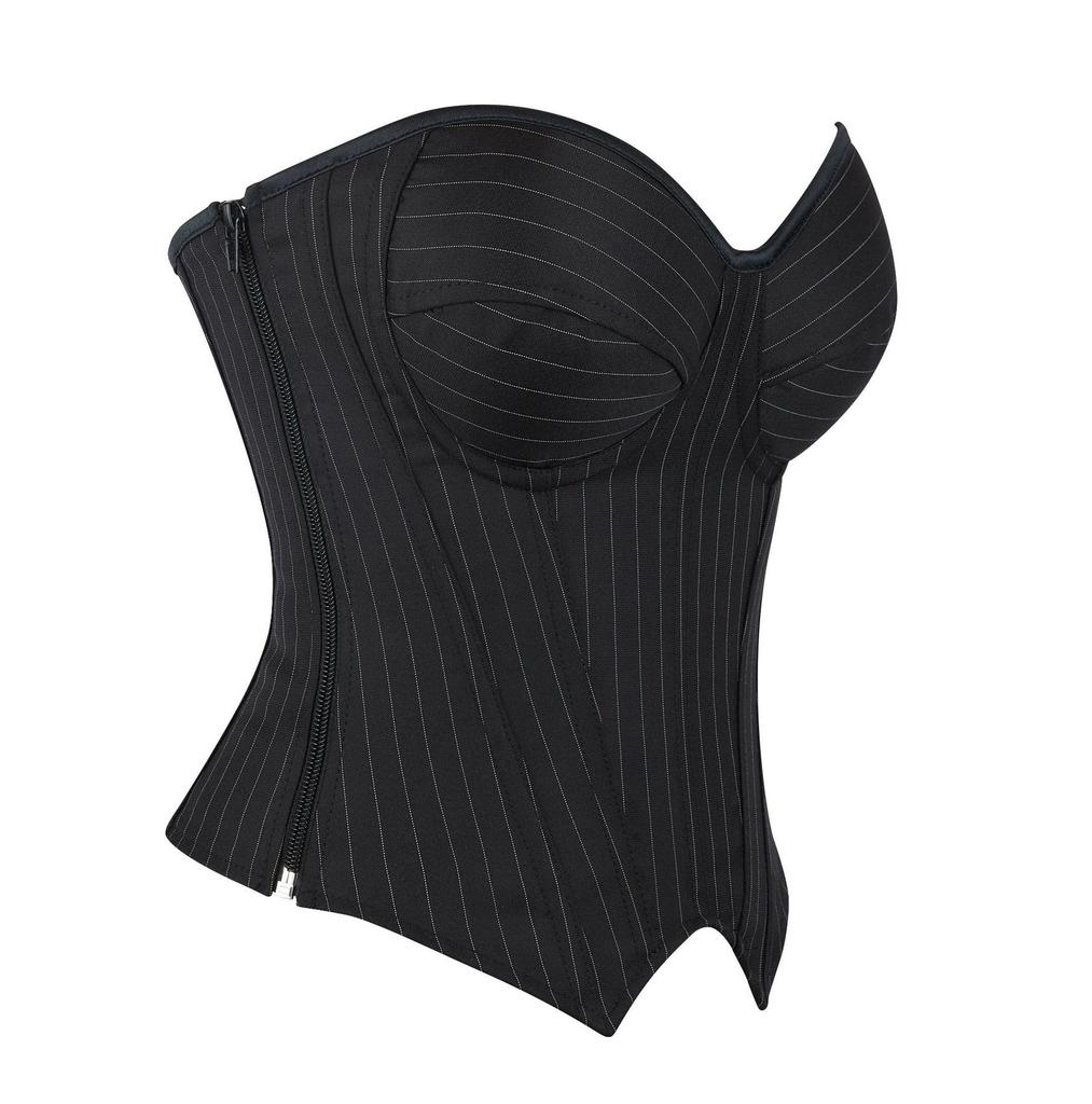 Corset Tops for Women Plus Size Lace up Halloween Costumes Strapless Zip Push-up Cup Bustier Office Club