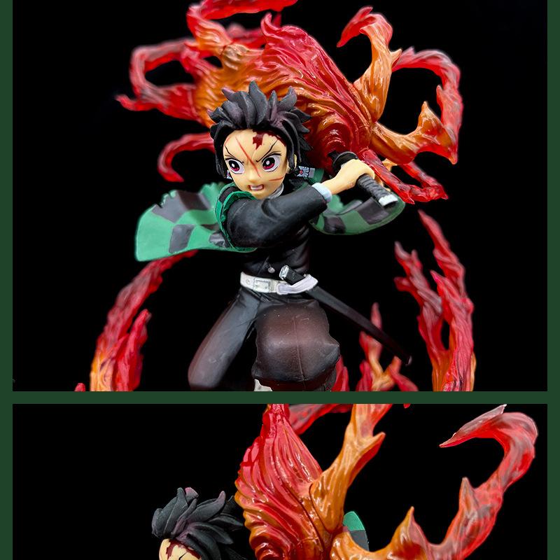 Demon Slayer's Blade Flame Tanjirou's Breath of Fire Anime Figure Cartoon Desk Decor Ornament Gifts Model