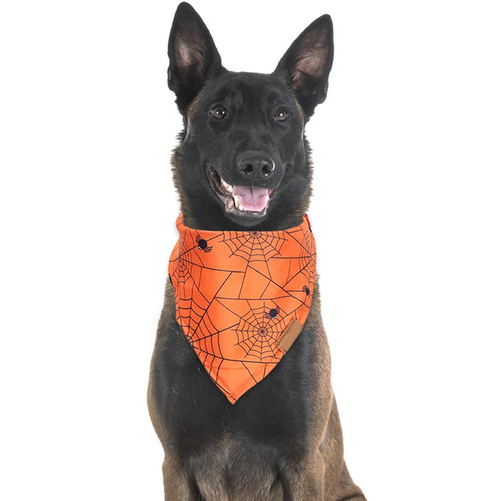 Halloween Dog Bandanas, Skulls Pumpkins Patterns Pet Scarf, Reversible Dog Triangle Scarf, Fall Dog Bibs, Pet Accessories For Halloween Holiday Costum
