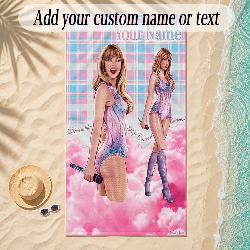Beach TowelTaylor Swift Custom Name Text Personalized Soft Towel for Beach Pool Indoor Home Decor Gift