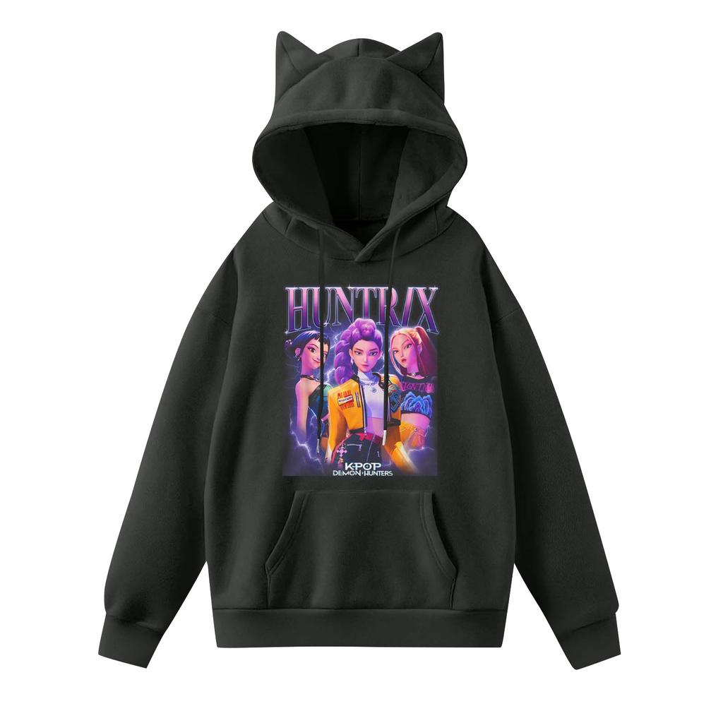 Ladies Fashion Casual Long Sleeve Printed Round Neck Hoodie Pullover Top With Pockets