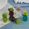 5pcs Dollhouse Miniatures 1:12  Colorful Mini Ceramic Pot DIY Handmade Figure House Kitchen Ceramic Decora Vase+flower