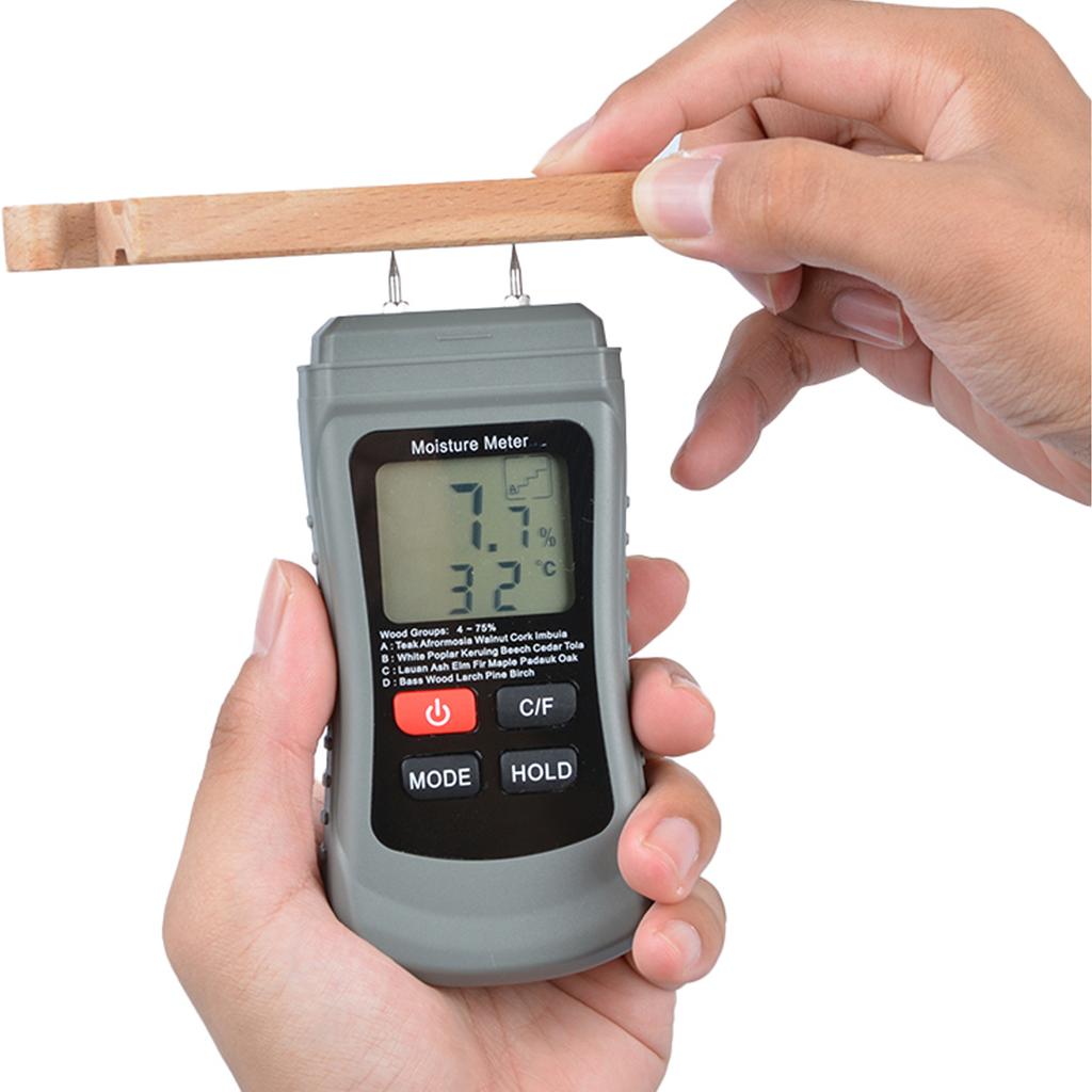 Portable Two Pins Digital Wood Hygrometer Humidity Content Tester Moisture Meter Analyzer for Check Firewood/Drywall Dampness