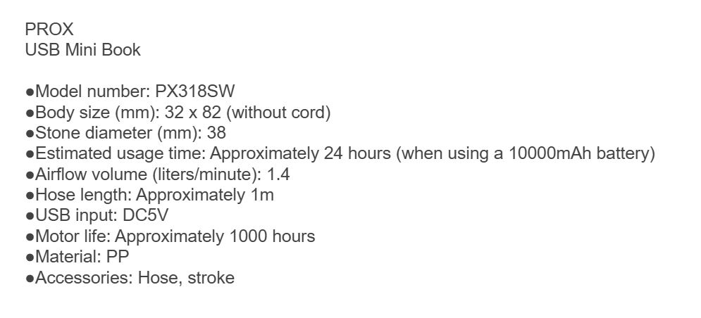 Prox PX318SW USB Mini Air Pump 82mm Snow White (3244)